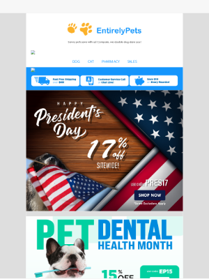 EntirelyPets - 🐕🇺🇸 Tail To The Chief! Presidents' Day Sale!