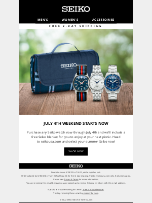 Seiko - [ADV] Cue the Fireworks! Celebrate July 4th with a free gift!