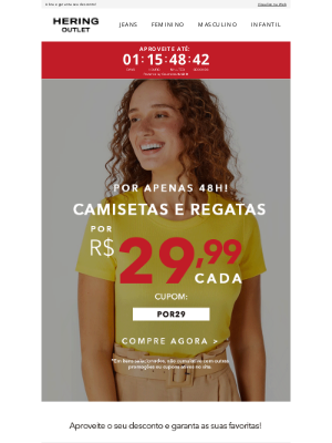 Hering Outlet (Brazil) - Camisetas e Regatas por R$29,99 cada