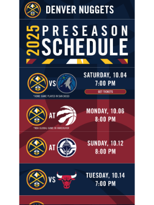 Denver Nuggets - The Preseason Schedule is Here