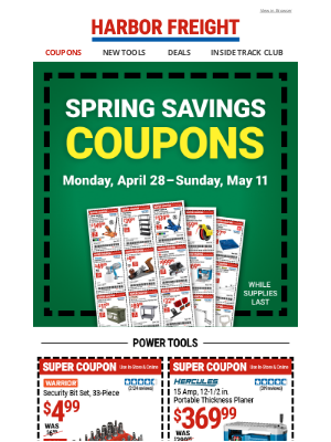 Harbor Freight - LOWER PRICES with NEW SPRING SAVINGS COUPONS!
