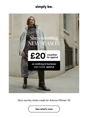 Simply Be (United Kingdom) - Autumn’s calling… with £20 OFF 🍂