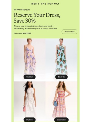 Rent the Runway - Book for summer RSVPS—save 30%!