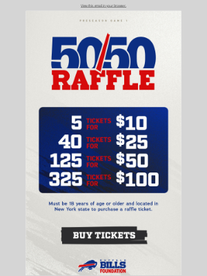 Buffalo Bills - Bills v. Giants 50/50 raffle is available NOW! 🎟️