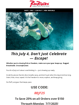 RailRiders Adventure Clothing - 🇺🇸 Celebrate July 4th with 25% Off!