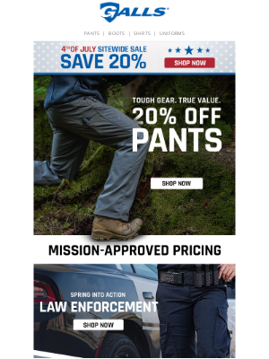 Galls - Freedom Worn Daily- Hurry & Save 20% Off Sitewide!