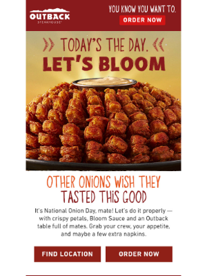 Outback Steakhouse - The Day of the Bloom IS HERE