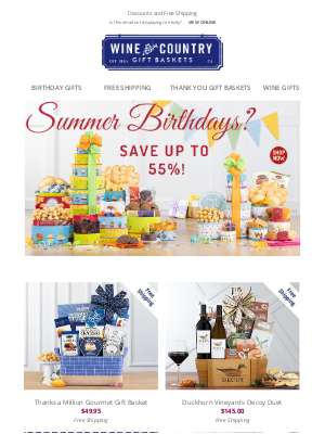 WineCountryGiftBaskets - Save on birthday gifts, thank you & more
