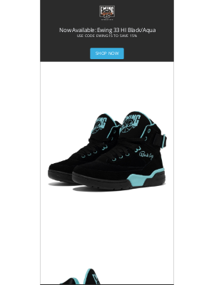 Ewing Athletics - New Drop! 33 HI Black/Aqua