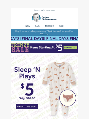 Gerber Childrenswear - Act Fast ❗ $5 Frenzy Ends Tomorrow