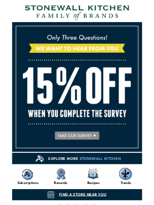 Stonewall Kitchen - Get 15% OFF When You Take Our Village Candle Survey!