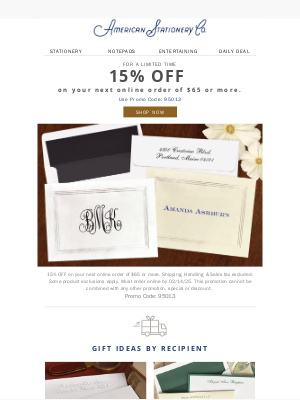 American Stationery - 15% off sitewide + Everyday Gift Ideas for Any Occasion!