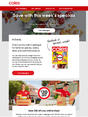 Coles (AU) - $20 off your online shop + this week’s specials, David