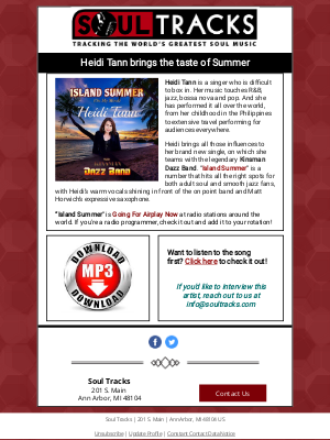 SoulTracks Radio Playlist Download - Heidi Tann and Kinsman Dazz Band bring the warmth of Summer