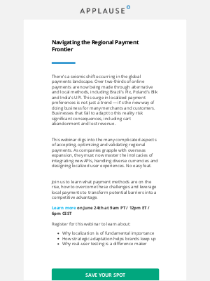 Applause - [Register Today] Navigating the Regional Payment Frontier!