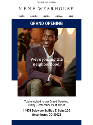 Men's Wearhouse - Our NEW STORE opens 9/19