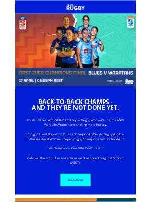 Australian Rugby Union (Australia) - Tonight: Women’s Super Rugby Champions Final – Don’t Miss the Action!