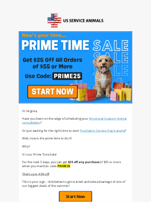US Service Animals - Prime Time Deals 📣 Up To 45% Off!