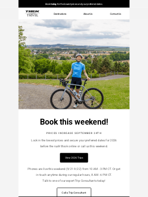 Trek Travel - Prices Increase September 25th