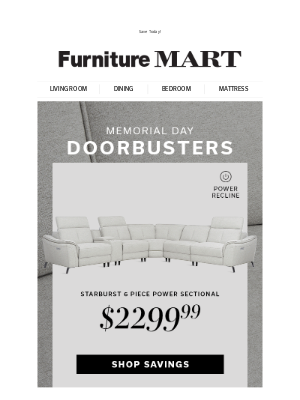 The Furniture Mart - Don't Miss Out! Memorial Day Specials from Just $399.99!