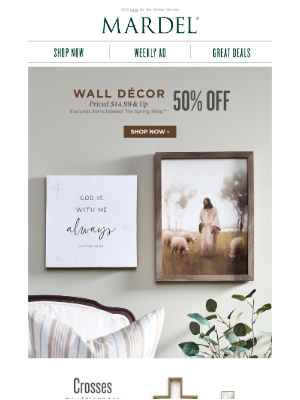 Mardel Christian and Education Stores, Inc. - Save 50% on Wall Décor, Photo Frames, & Crosses!