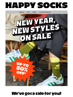 Happy Socks - Seasonal Sock Sale—Up to 50% Off!