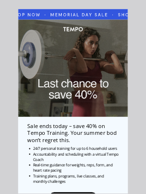 Tempo - 💪Last chance! Save 40% on personal training