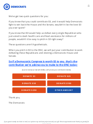 Democratic National Committee - Two questions: