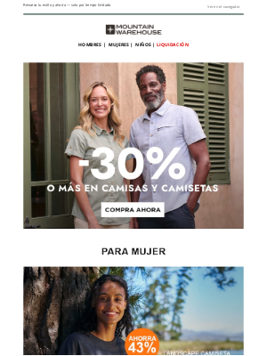 Mountain Warehouse (Spain) - 👕 ¡Camisetas con un 30 % de descuento o más!