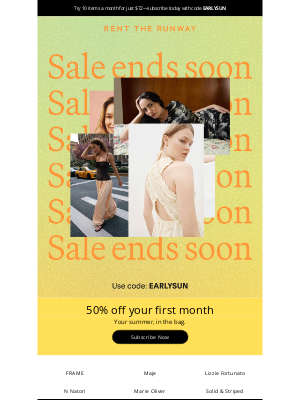 Rent the Runway - Ends Soon: 50% Off Your First Month