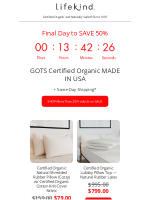 lifekindorganicmattresses - ⏰ Final Day to SAVE 50%