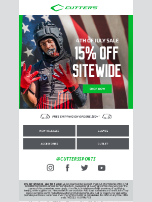 Cutters Sports - STARTS NOW: 4th ofJuly Sale 🇺🇸