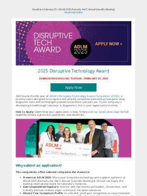 American Association for Clinical Chemistry, Inc. - Disruptive Tech Award: Showcase Your Innovation in Diagnostics