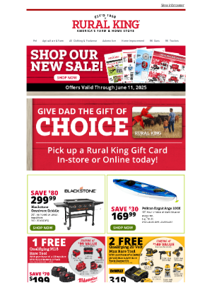 Rural King Supply - Gifts for the Dads in Your Life - Grills, Kayaks, T-Shirts & Sporting Goods!