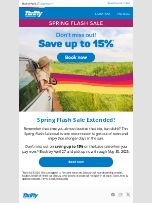 Thrifty Car Rental - ⌚ Spring Flash Sale Extended! Save up to 15%.