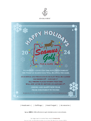 SEAMUS GOLF - Happy Holidays from Seamus Golf