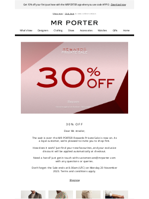 MR PORTER - Our Private Sale is now on