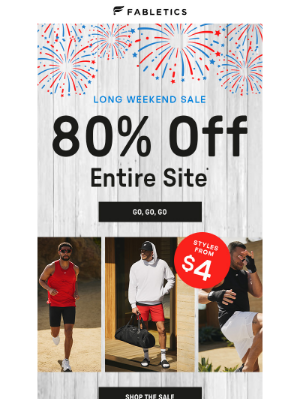 Fabletics - Your Entire Order = 80% Off