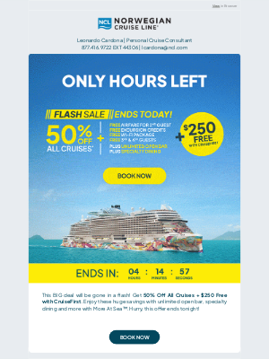 Norwegian Cruise Line - Don't miss out: 50% off + $250 Free with CruiseFirst