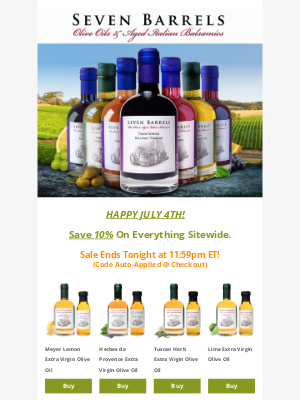 Seven Barrels - Happy July 4th — 10% Off Sitewide Until Midnight!