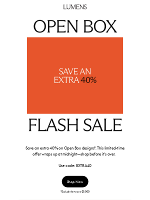 YLighting - Final Hours: 40% Off Open Box ends at midnight.