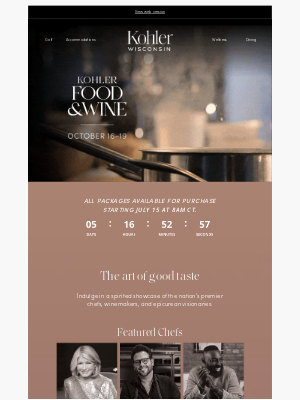 Kohler Co. - Start planning your Kohler Food & Wine weekend now. 🍷