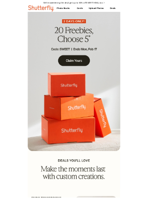 Shutterfly - Your 5 freebies are waiting! (Choose from 20!) 🎉