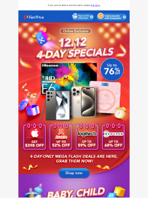 NTUC FairPrice (Singapore) - 12.12 4-Day Specials ⏰