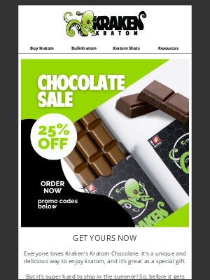 Kraken Kratom - 🐙 Treat Yourself to 25% Off Yummy Chocolate!