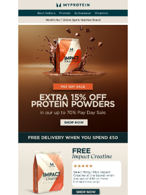 Myprotein (United Kingdom) - Boost your gains: Extra 15% off Proteins
