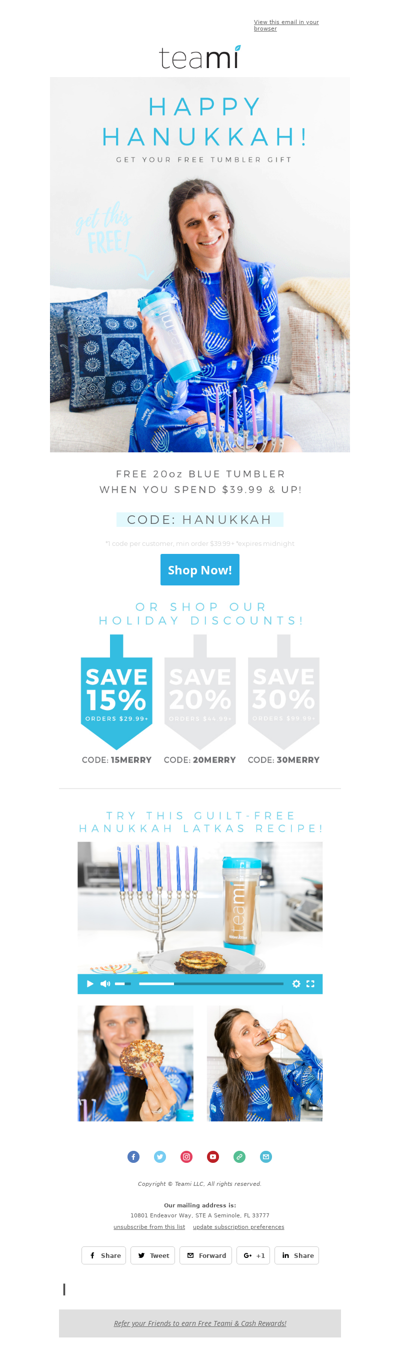 Teami Blends - 💙🎁Open your gift: FREE Blue Tumbler for Hanukkah!