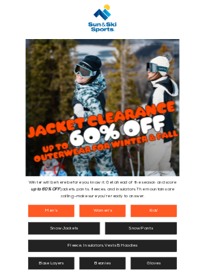 Sun & Ski - Up to 60% OFF Jackets & Outerwear! BIG SAVINGS to Get Ready for Changing Seasons!