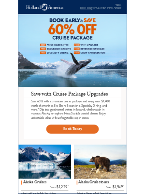 Holland America Line - Save on Wi-Fi, Specialty Dining & more!