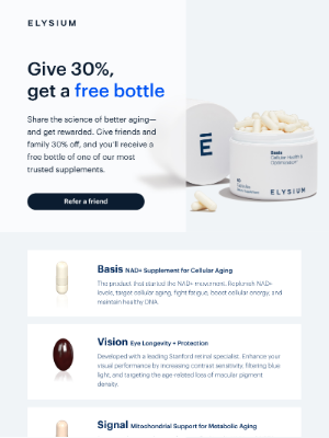 Elysium Health - Longevity is better together—here’s 30% off for a friend (and a gift for you)